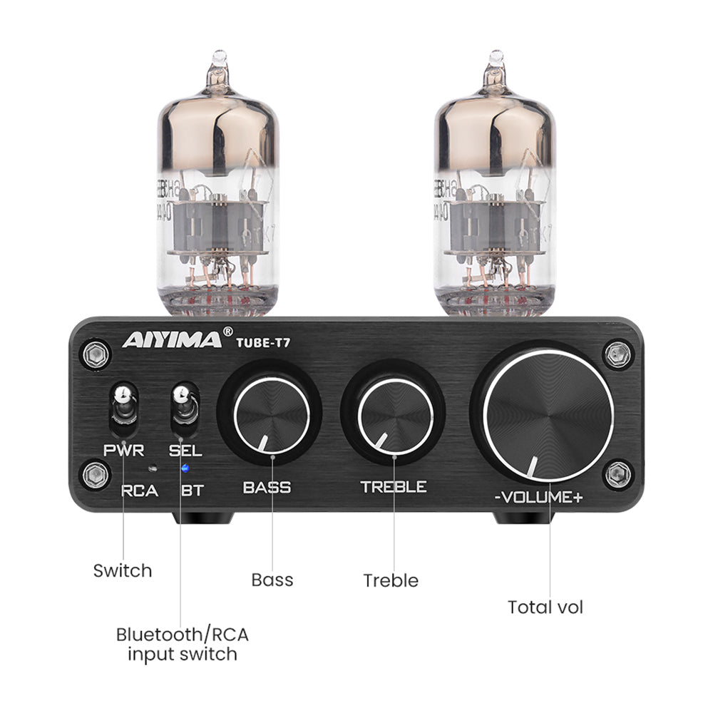 Tube Amplifier Preamp - AIYIMA T7 | Bluetooth Amplifier | 2.0CH Tube Pre-amp | Vacuum Tube Amplifier - AIYIMA