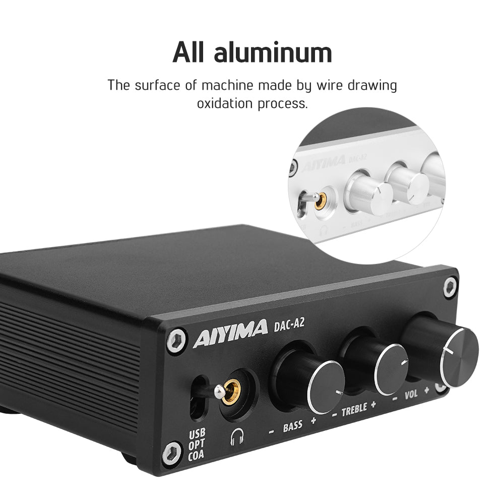 DAC Amplifier | Headphone Amplifier | Digital Audio Decoder | Hifi Stereo  Bass Amplifier - AIYIMA DAC A2